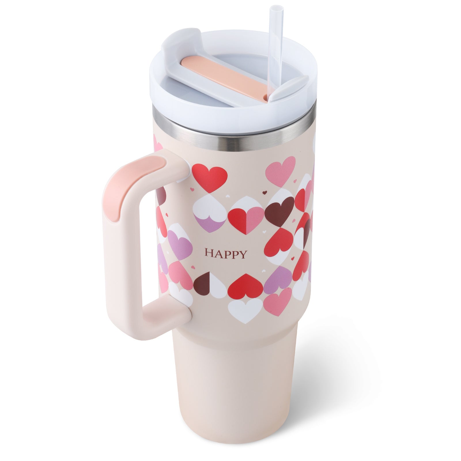 40-oz Spill-Proof Stainless Steel Tumbler with Handle & Straw — Keeps Drinks Hot or Cold