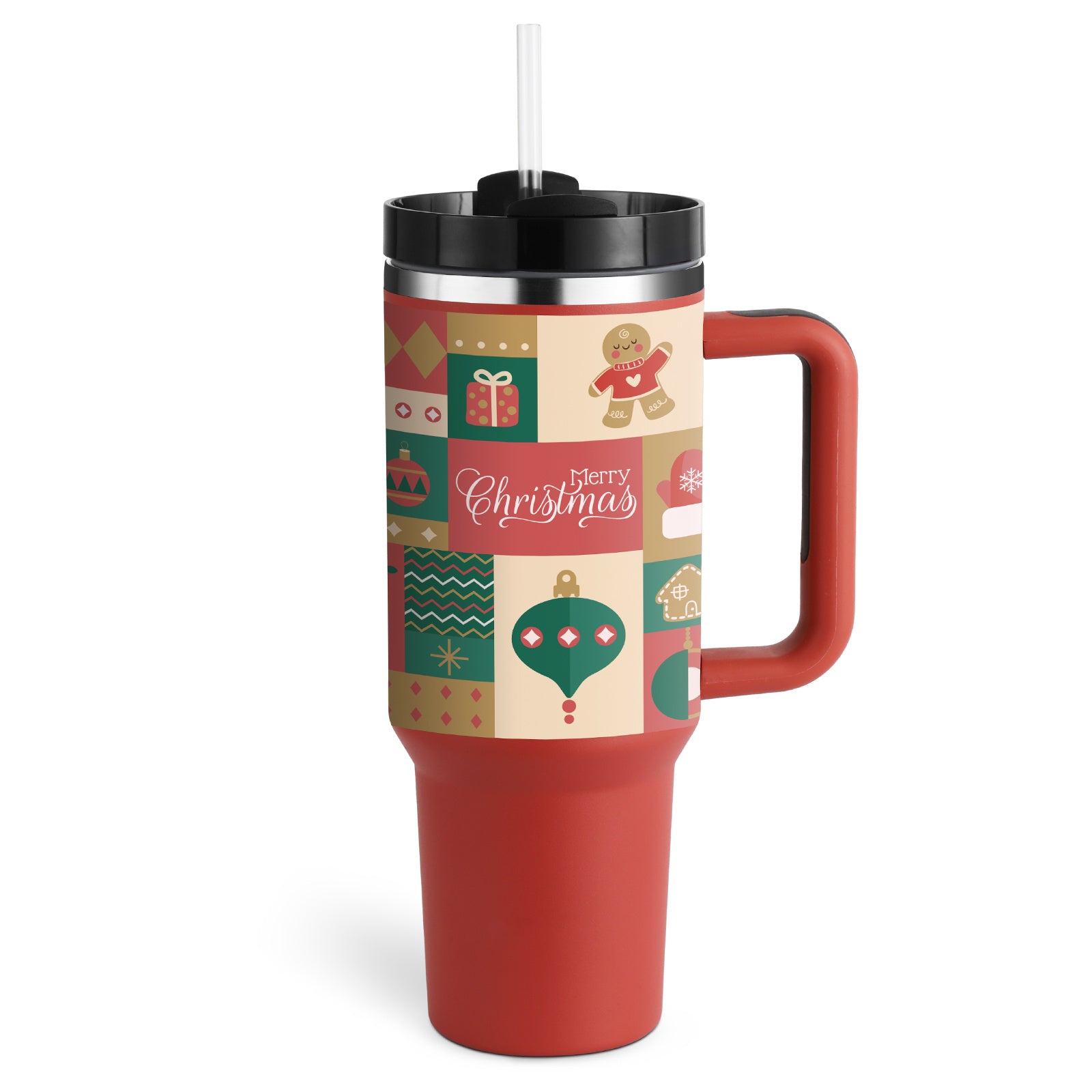 40-oz Spill-Proof Stainless Steel Tumbler with Handle & Straw — Keeps Drinks Hot or Cold