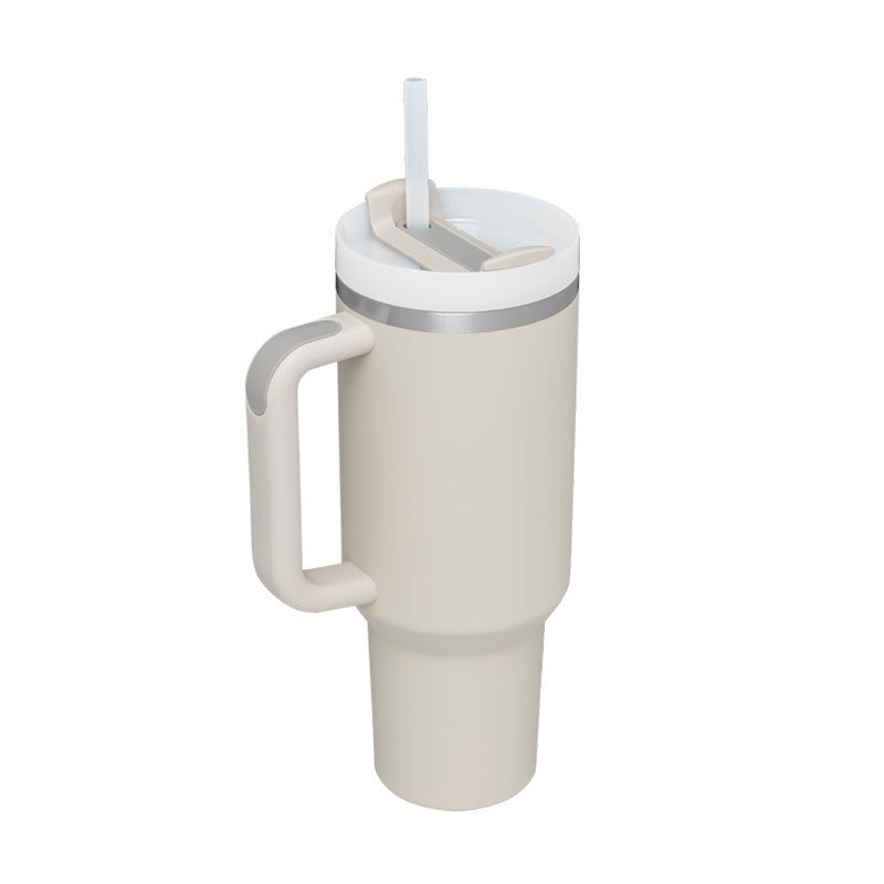 40-oz Spill-Proof Stainless Steel Tumbler with Handle & Straw — Keeps Drinks Hot or Cold
