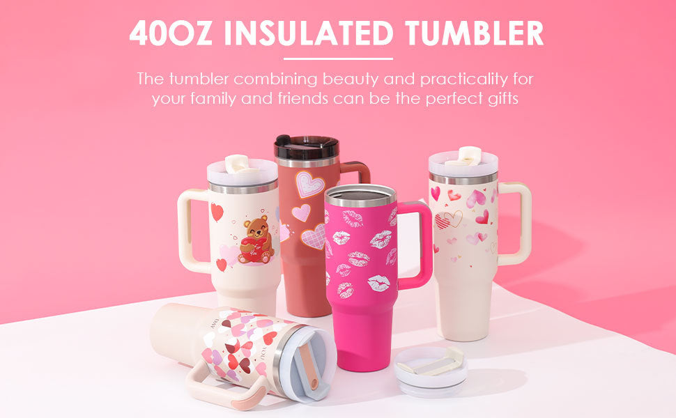 40-oz Spill-Proof Stainless Steel Tumbler with Handle & Straw — Keeps Drinks Hot or Cold