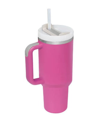 40-oz Spill-Proof Stainless Steel Tumbler with Handle & Straw — Keeps Drinks Hot or Cold