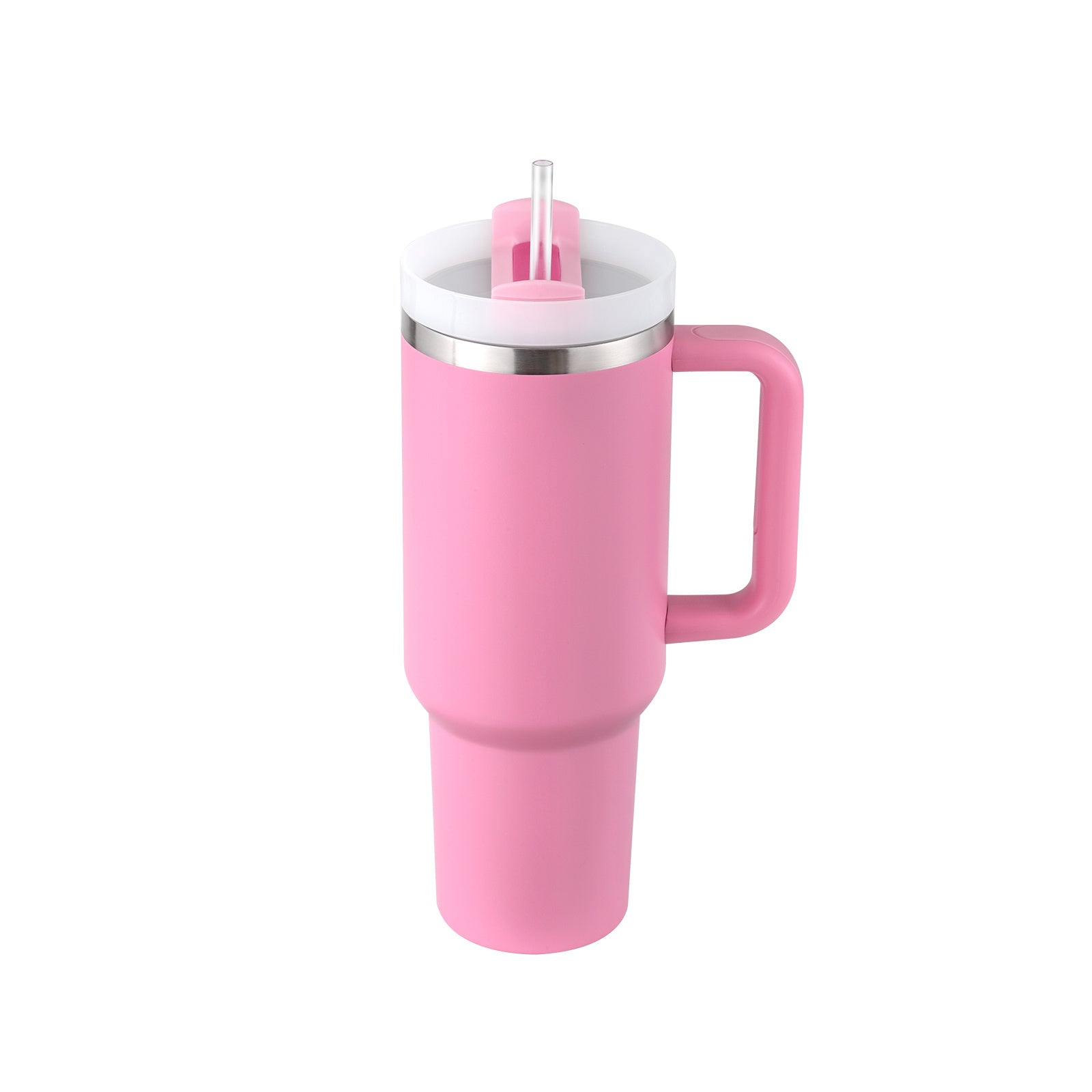 40-oz Spill-Proof Stainless Steel Tumbler with Handle & Straw — Keeps Drinks Hot or Cold