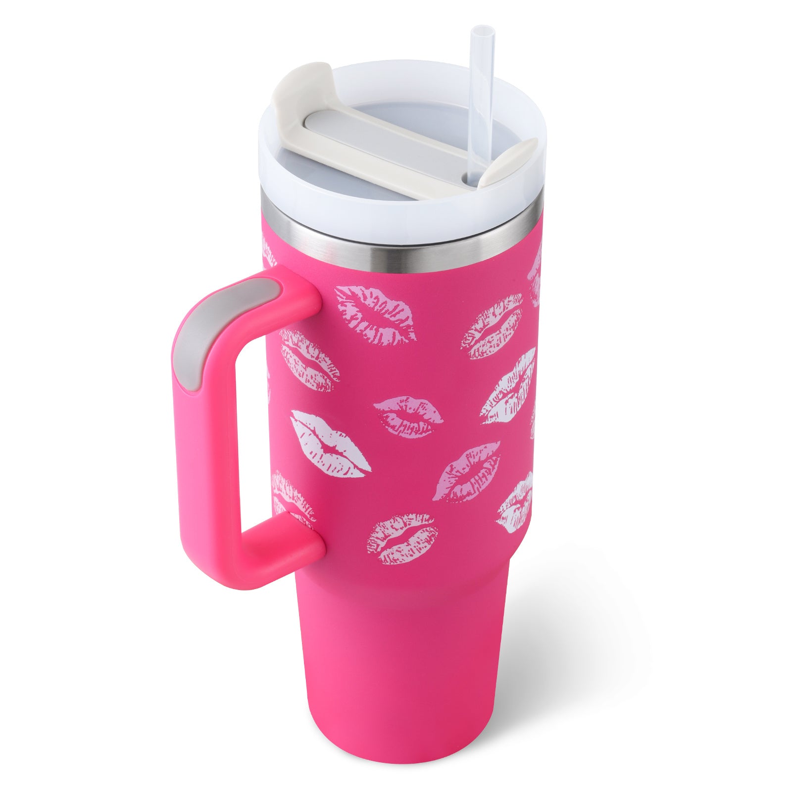 40-oz Spill-Proof Stainless Steel Tumbler with Handle & Straw — Keeps Drinks Hot or Cold