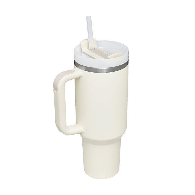 40-oz Spill-Proof Stainless Steel Tumbler with Handle & Straw — Keeps Drinks Hot or Cold