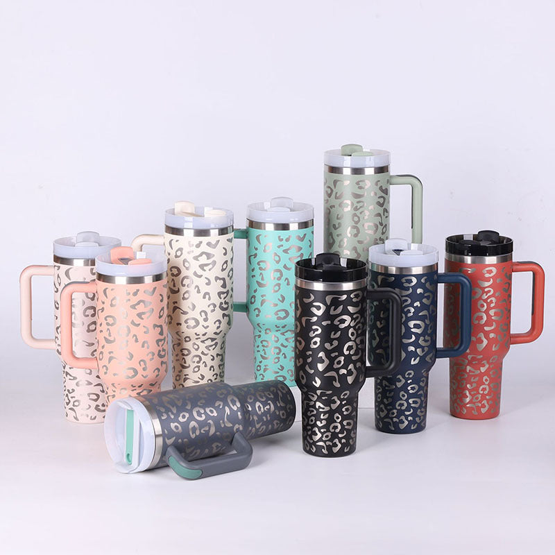 40-oz Spill-Proof Stainless Steel Tumbler with Handle & Straw — Keeps Drinks Hot or Cold